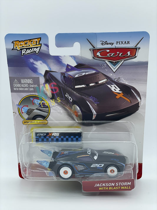 DISNEY PIXAR CARS BY MATTEL 1:55, "JACKSON STORM WITH BLAST WALL" ROCKET RACING SERIES - BNIP