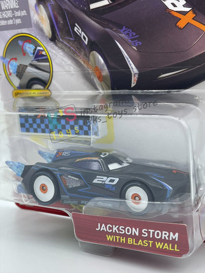 DISNEY PIXAR CARS BY MATTEL 1:55, "JACKSON STORM WITH BLAST WALL" ROCKET RACING SERIES - BNIP