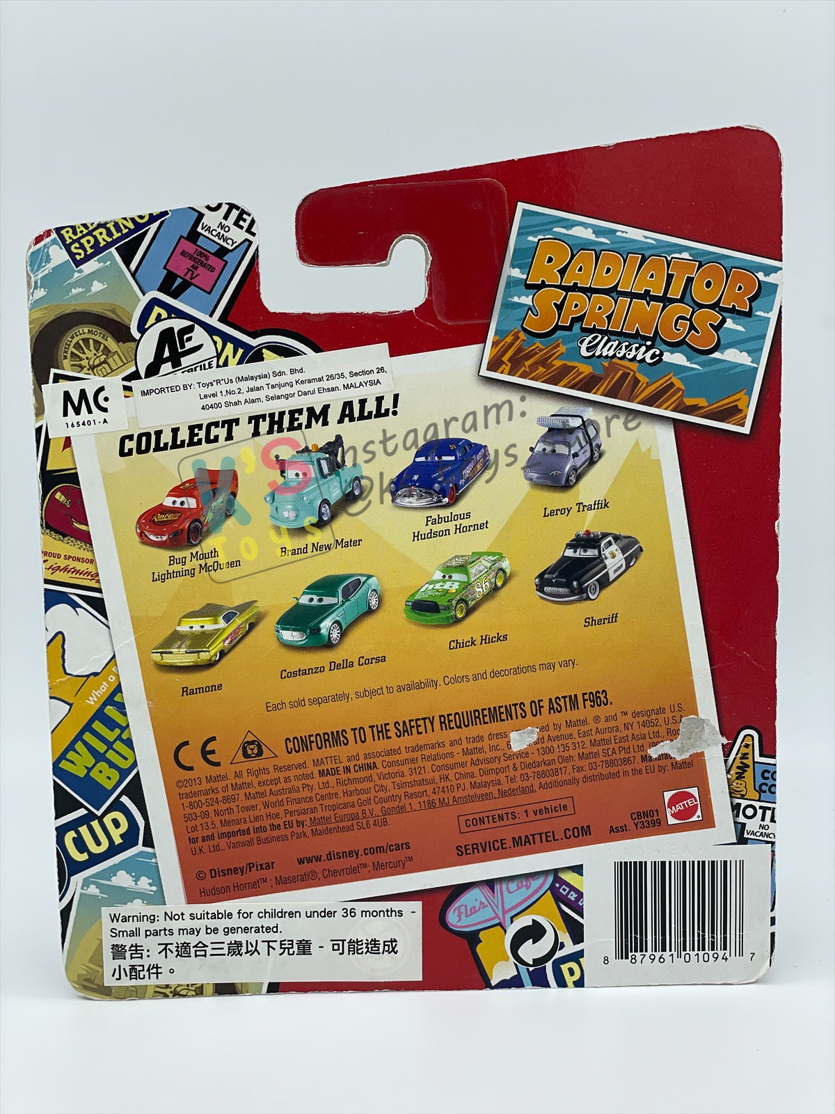 DISNEY PIXAR CARS BY MATTEL 1:55, "COSTANZO DELLA CORSA" RADIATOR SPRINGS SERIES - BNIP