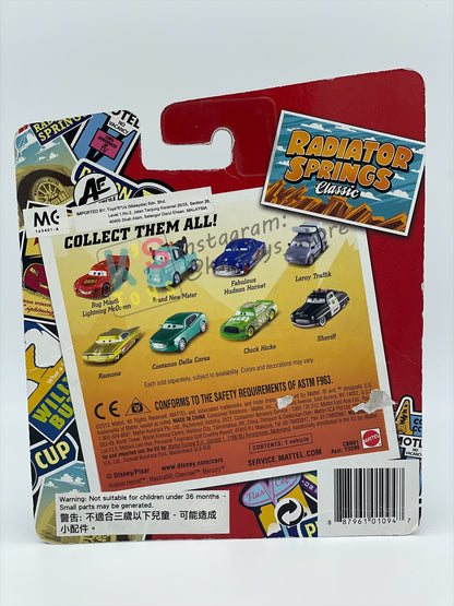 DISNEY PIXAR CARS BY MATTEL 1:55, "COSTANZO DELLA CORSA" RADIATOR SPRINGS SERIES - BNIP