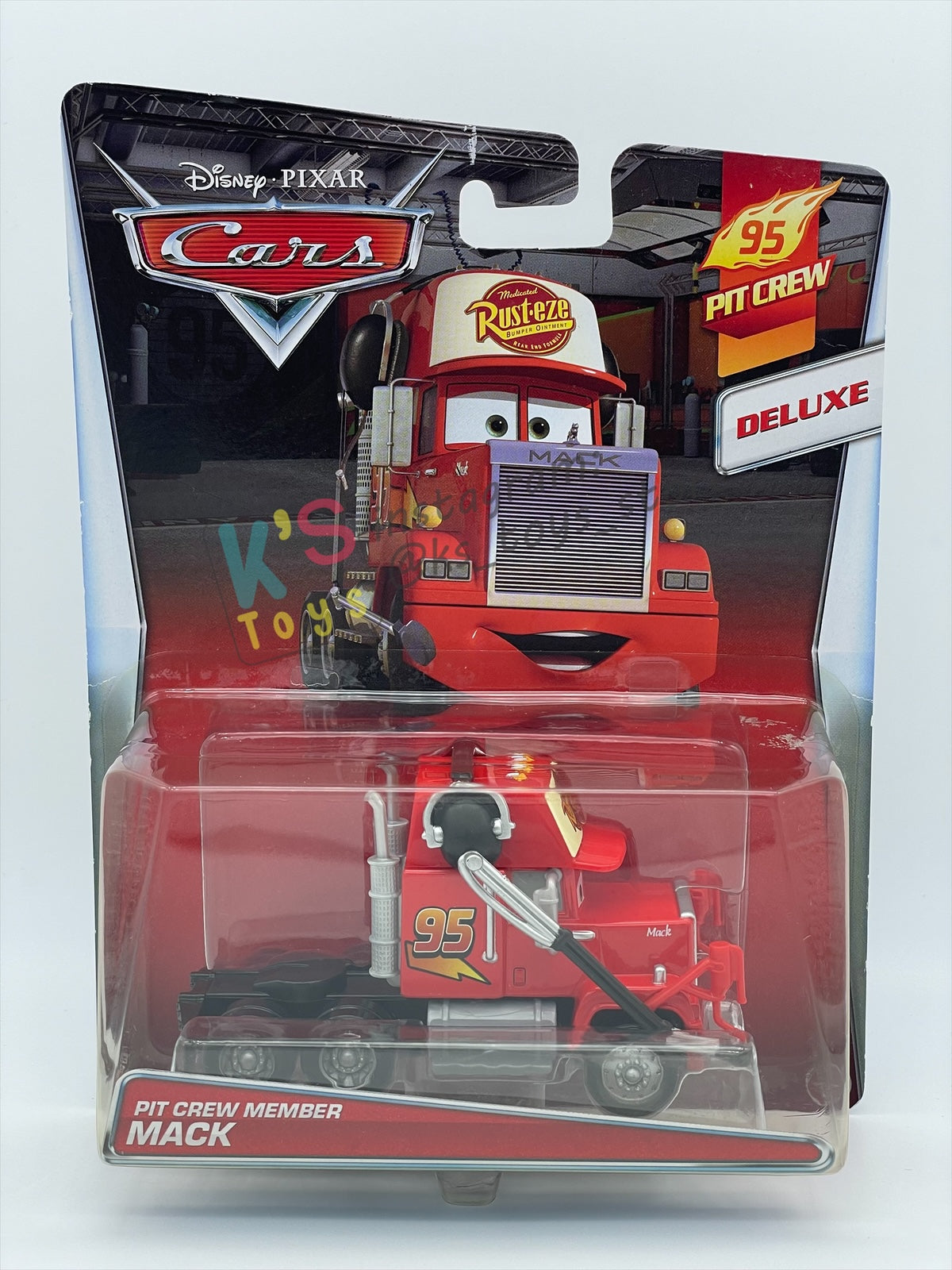 DELUXE DISNEY PIXAR CARS BY MATTEL "PIT CREW MEMBER MACK" 95 PIT CREW SERIES - BNIP