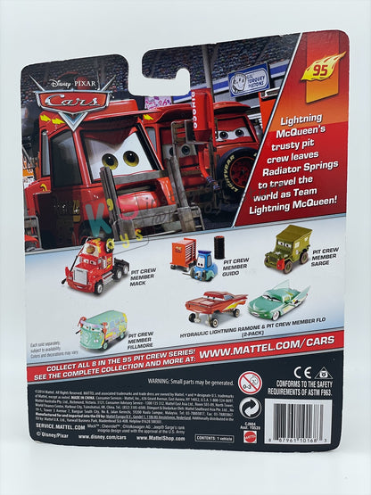DELUXE DISNEY PIXAR CARS BY MATTEL "PIT CREW MEMBER MACK" 95 PIT CREW SERIES - BNIP
