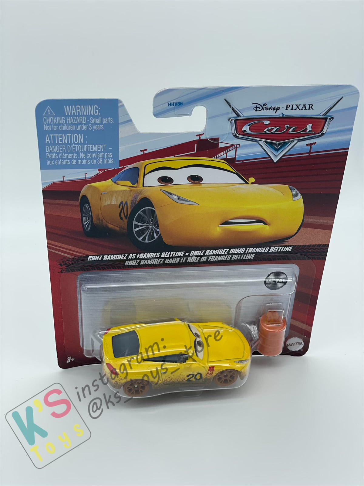 DISNEY PIXAR CARS BY MATTEL, CRUZ RAMIREZ AS FRANCES BELTLINE WITH FIRE CAN - BNIP