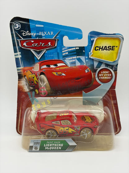 DISNEY PIXAR CARS BY MATTEL 1:55, "PAINT MASK LIGHTNING MCQUEEN" - CHASE LENTICULAR EYES SERIES - BNIP
