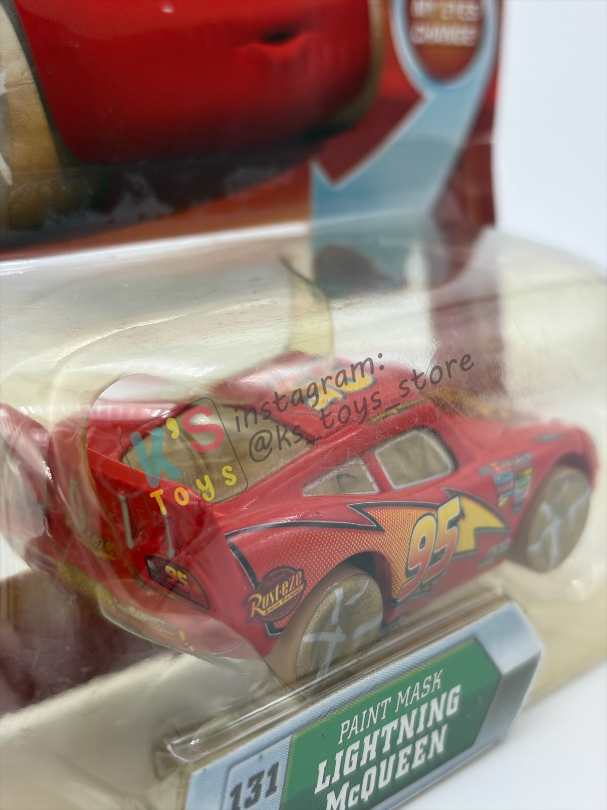 DISNEY PIXAR CARS BY MATTEL 1:55, "PAINT MASK LIGHTNING MCQUEEN" - CHASE LENTICULAR EYES SERIES - BNIP