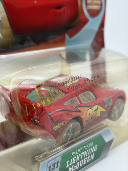 DISNEY PIXAR CARS BY MATTEL 1:55, "PAINT MASK LIGHTNING MCQUEEN" - CHASE LENTICULAR EYES SERIES - BNIP