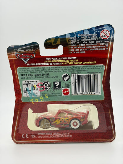 DISNEY PIXAR CARS BY MATTEL 1:55, "PAINT MASK LIGHTNING MCQUEEN" - CHASE LENTICULAR EYES SERIES - BNIP