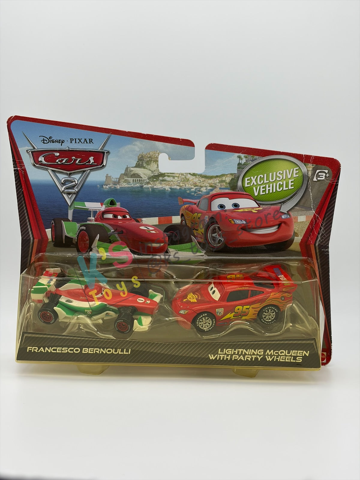 Disney Pixar Cars 1:55 by Mattel 2-Pack MATER WITH NO TIRES AND LIGHTNING MCQUEEN WITH NO TIRES - 95 RETURNS SERIES - BNIP