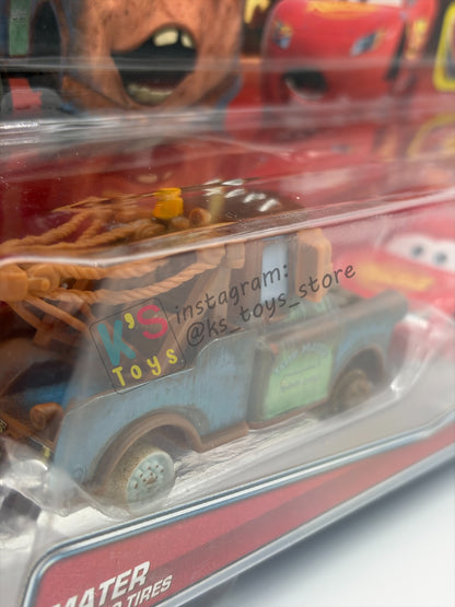 Disney Pixar Cars 1:55 by Mattel 2-Pack MATER WITH NO TIRES AND LIGHTNING MCQUEEN WITH NO TIRES - 95 RETURNS SERIES - BNIP
