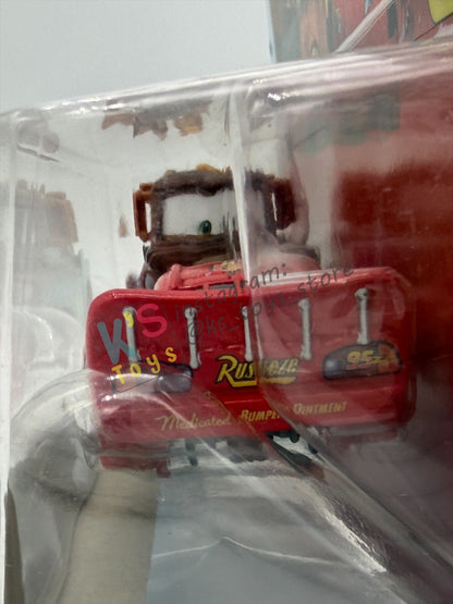 Disney Pixar Cars 1:55 by Mattel 2-Pack MATER WITH NO TIRES AND LIGHTNING MCQUEEN WITH NO TIRES - 95 RETURNS SERIES - BNIP