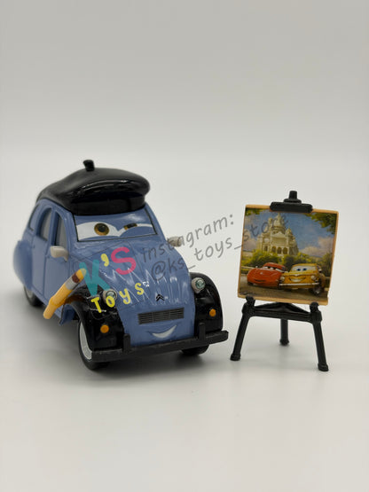PRE-OWNED / LOOSE DISNEY PIXAR CARS 1:55 BY MATTEL - "HENRI MOTISSE" CARS 2 PARIS TOUR SERIES - NEAR MINT CONDITION