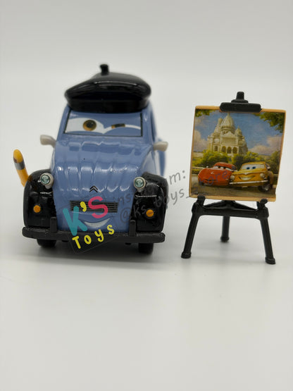 PRE-OWNED / LOOSE DISNEY PIXAR CARS 1:55 BY MATTEL - "HENRI MOTISSE" CARS 2 PARIS TOUR SERIES - NEAR MINT CONDITION