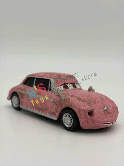 PRE-OWNED / LOOSE DISNEY PIXAR CARS 1:55 BY MATTEL - "GEARTRUDE" CARS 2 PARIS TOUR SERIES - NEAR MINT CONDITION