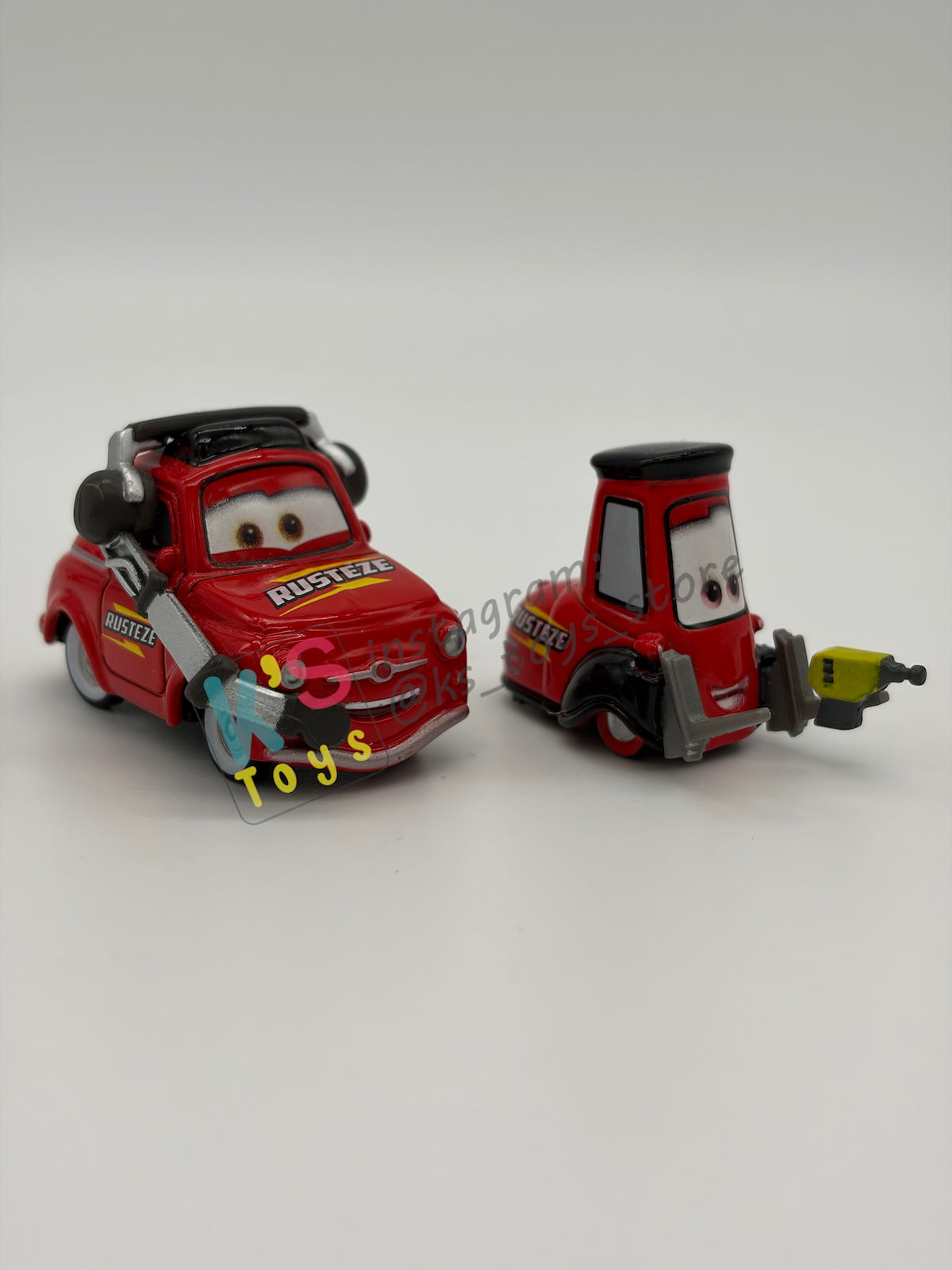 PRE-OWNED / LOOSE DISNEY PIXAR CARS 1:55 BY MATTEL - "NASCAR PIT CREW LUIGI & GUIDO" NASCAR SERIES - NEAR MINT CONDITION
