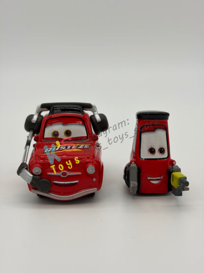 PRE-OWNED / LOOSE DISNEY PIXAR CARS 1:55 BY MATTEL - "NASCAR PIT CREW LUIGI & GUIDO" NASCAR SERIES - NEAR MINT CONDITION