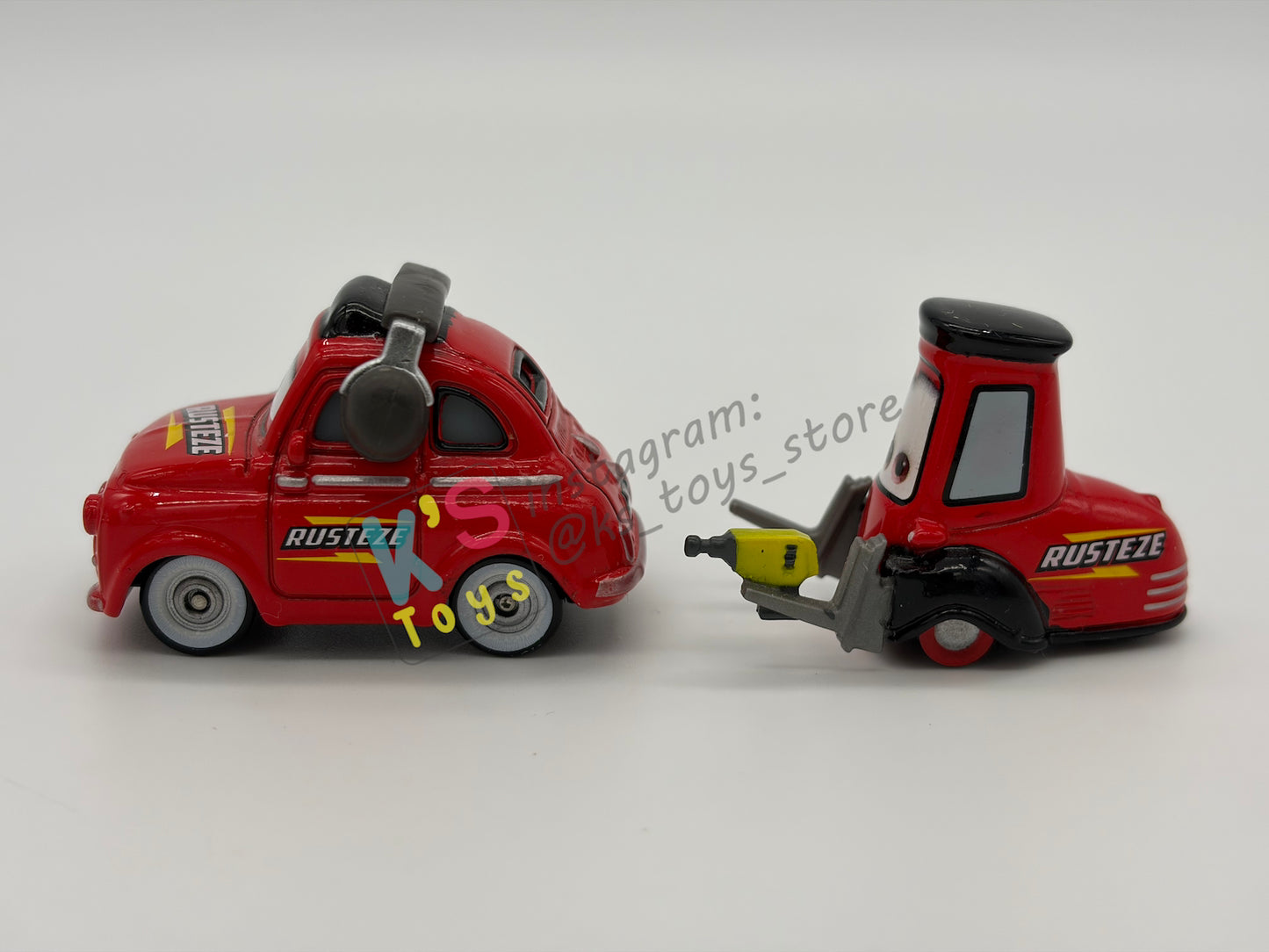 PRE-OWNED / LOOSE DISNEY PIXAR CARS 1:55 BY MATTEL - "NASCAR PIT CREW LUIGI & GUIDO" NASCAR SERIES - NEAR MINT CONDITION