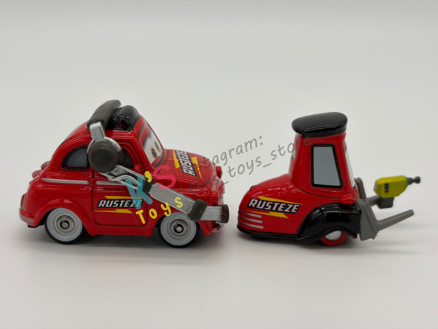 PRE-OWNED / LOOSE DISNEY PIXAR CARS 1:55 BY MATTEL - "NASCAR PIT CREW LUIGI & GUIDO" NASCAR SERIES - NEAR MINT CONDITION