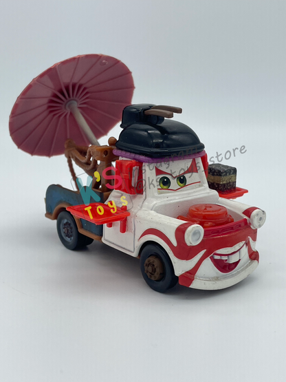 PRE-OWNED / LOOSE DISNEY PIXAR CARS BY MATTEL - "KABUKI MATER" - CARS 2 SERIES - PLAYED WITH GOOD CONDITION - READ DESCRIPTION!!!!!!!!!!!