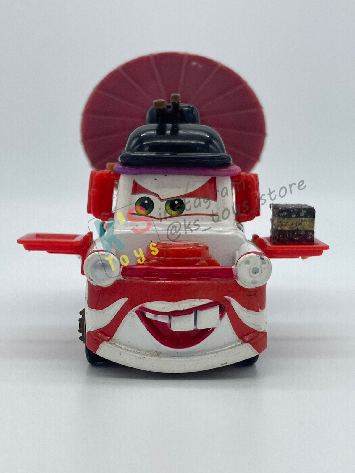 PRE-OWNED / LOOSE DISNEY PIXAR CARS BY MATTEL - "KABUKI MATER" - CARS 2 SERIES - PLAYED WITH GOOD CONDITION - READ DESCRIPTION!!!!!!!!!!!