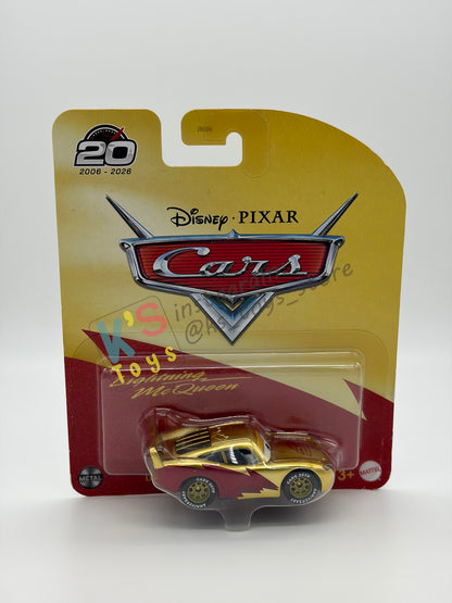 SPECIAL EDITION DISNEY PIXAR CARS BY MATTEL 1:55, "20TH ANNIVERSARY GOLDEN ANNIVERSARY LIGHTNING MCQUEEN" - 2026 PROMO 20TH ANNIVERSARY SERIES - BNIP