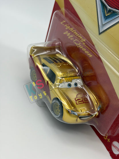 SPECIAL EDITION DISNEY PIXAR CARS BY MATTEL 1:55, "20TH ANNIVERSARY GOLDEN ANNIVERSARY LIGHTNING MCQUEEN" - 2026 PROMO 20TH ANNIVERSARY SERIES - BNIP