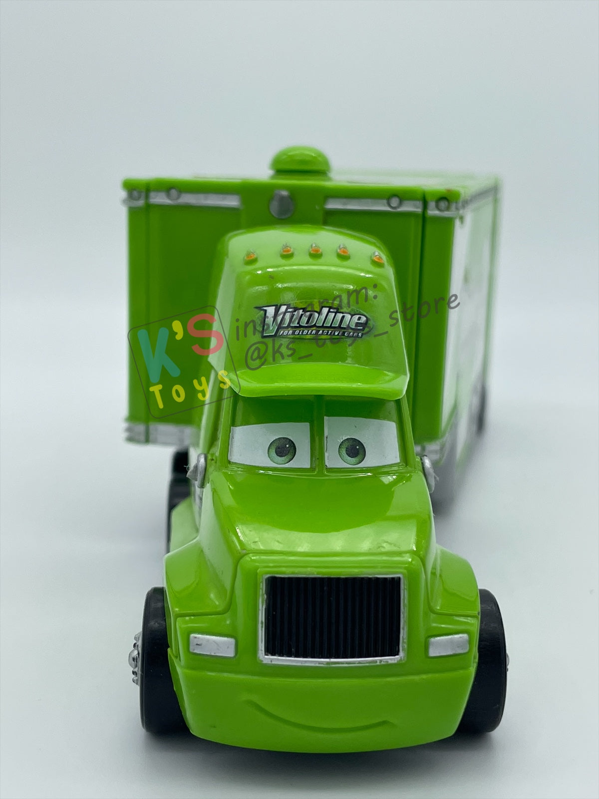 PRE-OWNED / LOOSE HAULER DISNEY PIXAR CARS BY MATTEL, STEVE CARSKI (VITOLINE HAULER),  IN PLAYED CONDITION AND MISSING PARTS - PLEASE READ DESCRIPTION!!!!!!!!!!