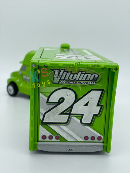 PRE-OWNED / LOOSE HAULER DISNEY PIXAR CARS BY MATTEL, STEVE CARSKI (VITOLINE HAULER),  IN PLAYED CONDITION AND MISSING PARTS - PLEASE READ DESCRIPTION!!!!!!!!!!