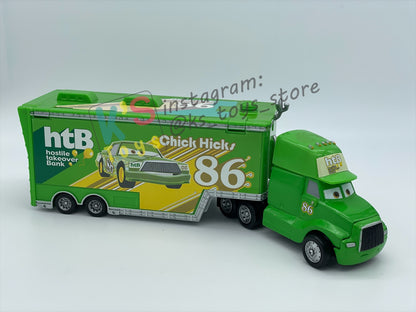 PRE-OWNED / LOOSE HAULER DISNEY PIXAR CARS BY MATTEL, ROD TANGO / CHICK HICKS HAULER,  IN PLAYED CONDITION AND MISSING PARTS - PLEASE READ DESCRIPTION!!!!!!!!!!