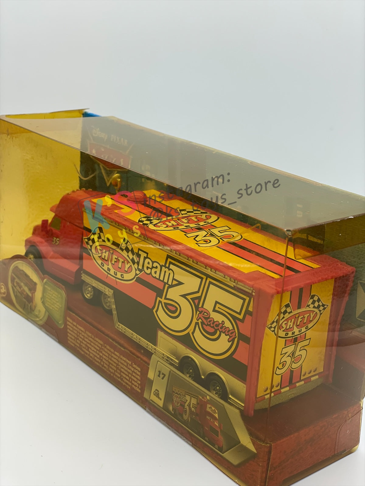 Hauler Disney Pixar Cars by Mattel, Shifty Drug team 35 Hauler - BLISTER CRACKED AND YELLOWING
