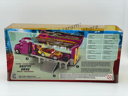 Hauler Disney Pixar Cars by Mattel, Shifty Drug team 35 Hauler - BLISTER CRACKED AND YELLOWING