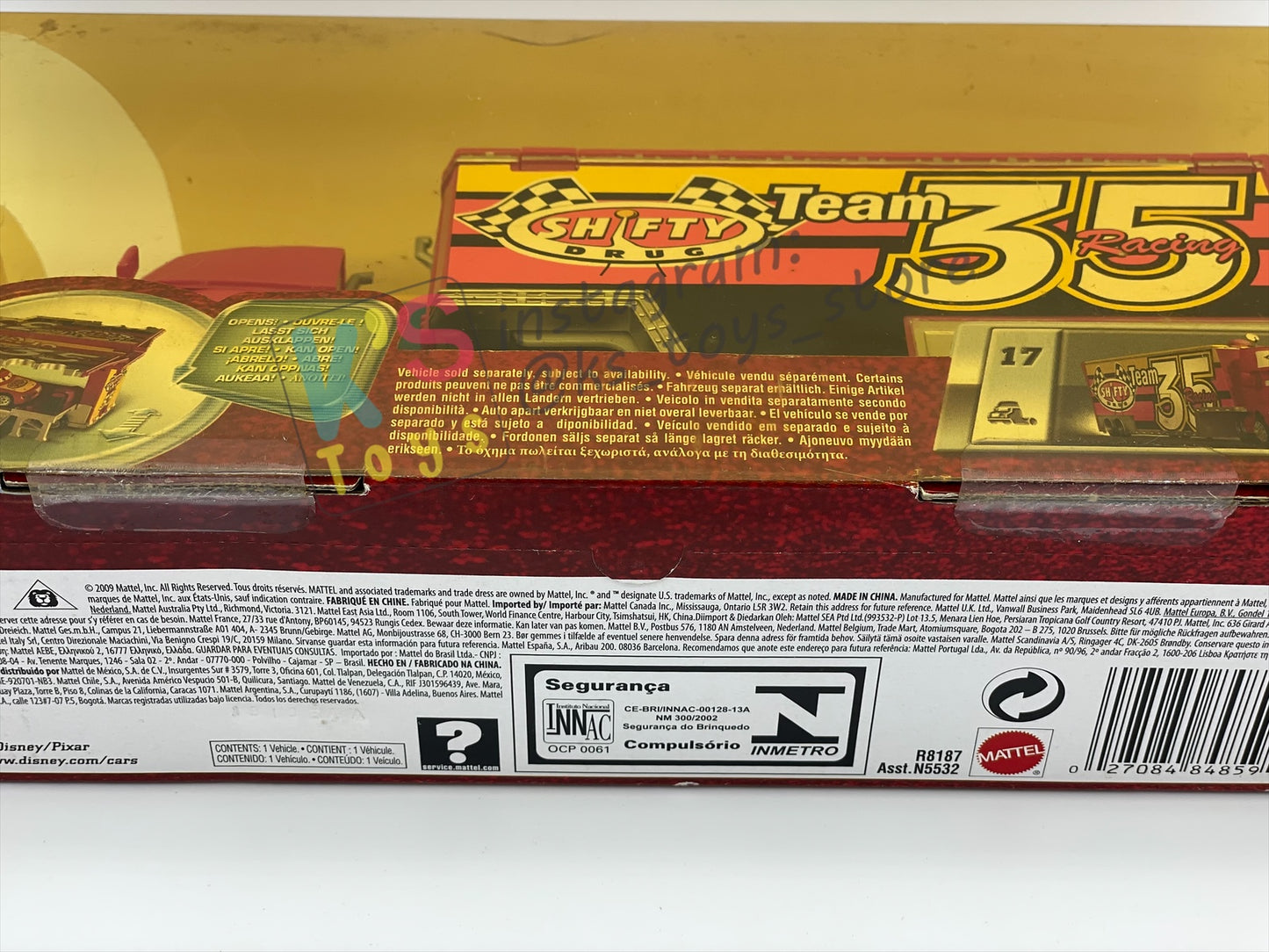 Hauler Disney Pixar Cars by Mattel, Shifty Drug team 35 Hauler - BLISTER CRACKED AND YELLOWING