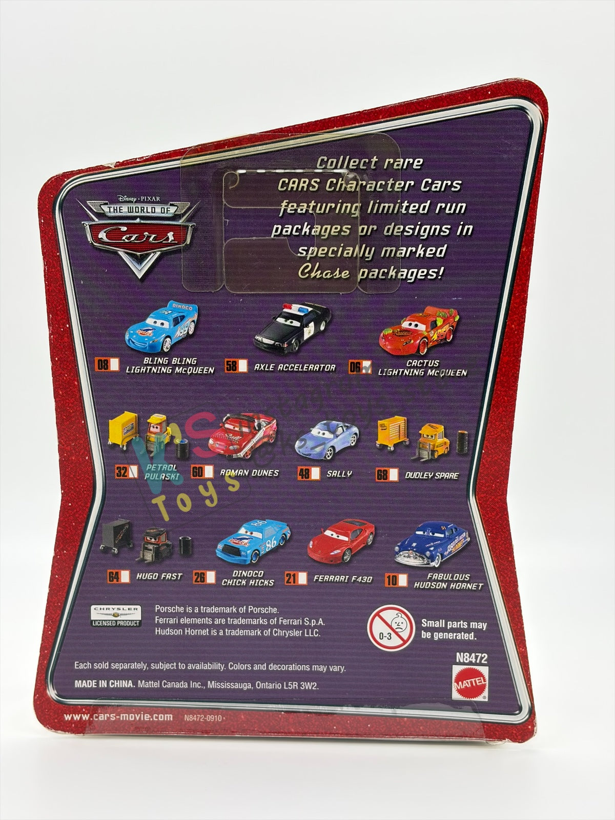 DISNEY PIXAR CARS 1:55 BY MATTEL, "FRED WITH BUMPER STICKERS" - THE WORLD OF CARS SERIES CHASE - BNIP