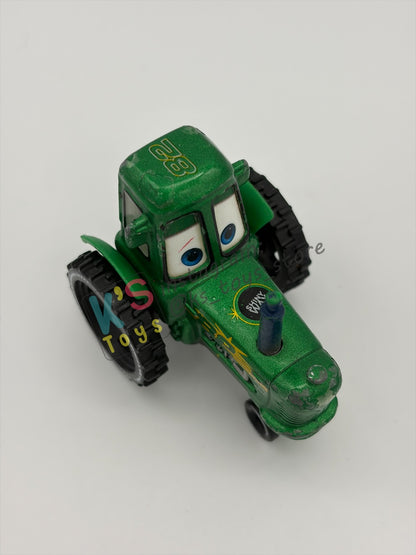PRE-OWNED / LOOSE DISNEY PIXAR CARS - "SHINY WAX RACING TRACTOR" TRACTOR TRAINING SERIES - PLAYED CONDITION - READ DESCRIPTION!!!!!!!!!!
