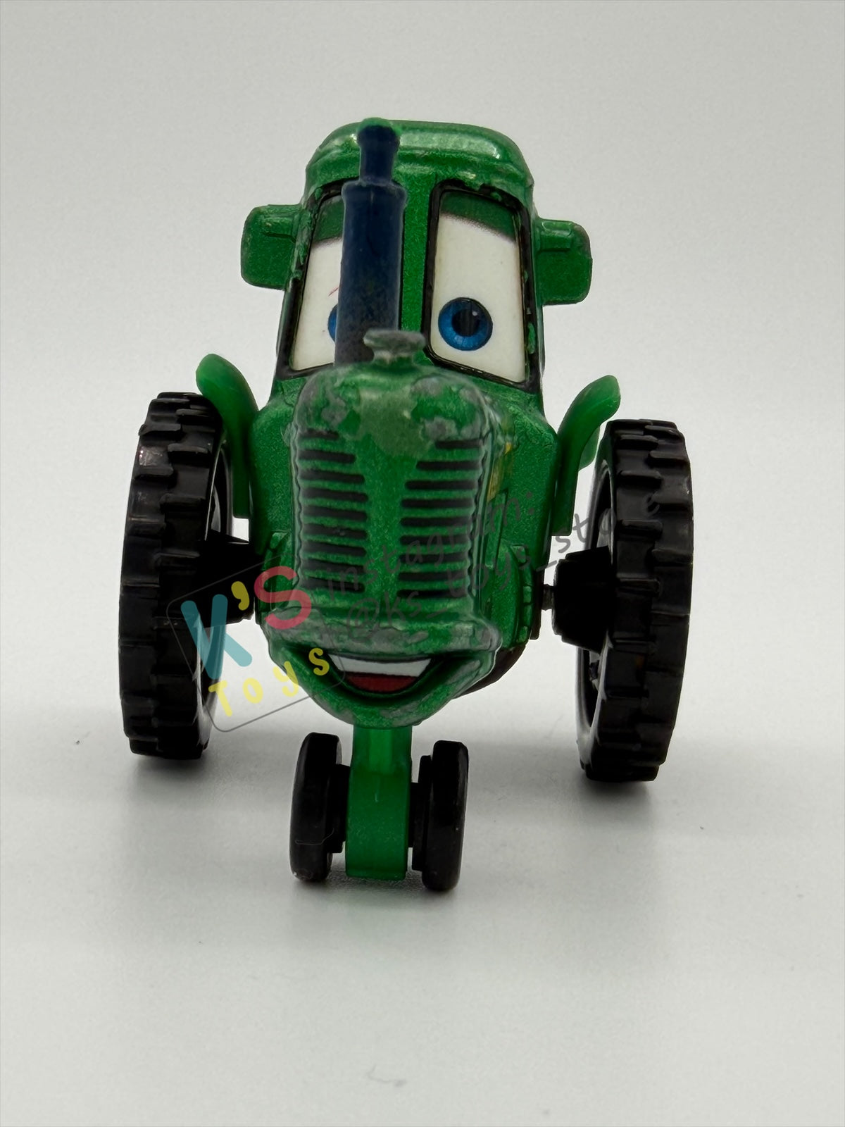 PRE-OWNED / LOOSE DISNEY PIXAR CARS - "SHINY WAX RACING TRACTOR" TRACTOR TRAINING SERIES - PLAYED CONDITION - READ DESCRIPTION!!!!!!!!!!