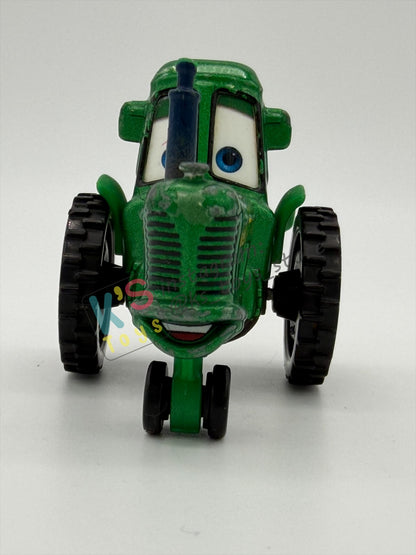 PRE-OWNED / LOOSE DISNEY PIXAR CARS - "SHINY WAX RACING TRACTOR" TRACTOR TRAINING SERIES - PLAYED CONDITION - READ DESCRIPTION!!!!!!!!!!