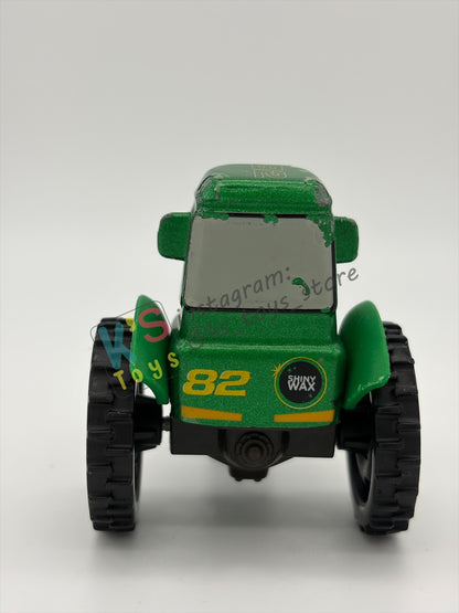 PRE-OWNED / LOOSE DISNEY PIXAR CARS - "SHINY WAX RACING TRACTOR" TRACTOR TRAINING SERIES - PLAYED CONDITION - READ DESCRIPTION!!!!!!!!!!