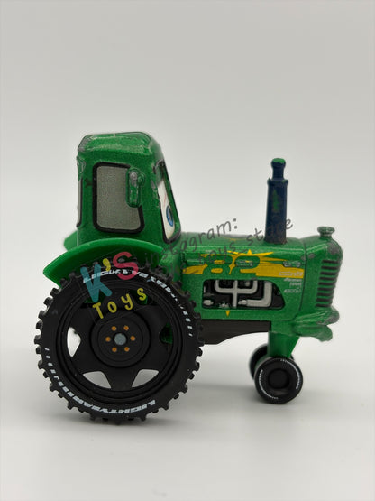 PRE-OWNED / LOOSE DISNEY PIXAR CARS - "SHINY WAX RACING TRACTOR" TRACTOR TRAINING SERIES - PLAYED CONDITION - READ DESCRIPTION!!!!!!!!!!