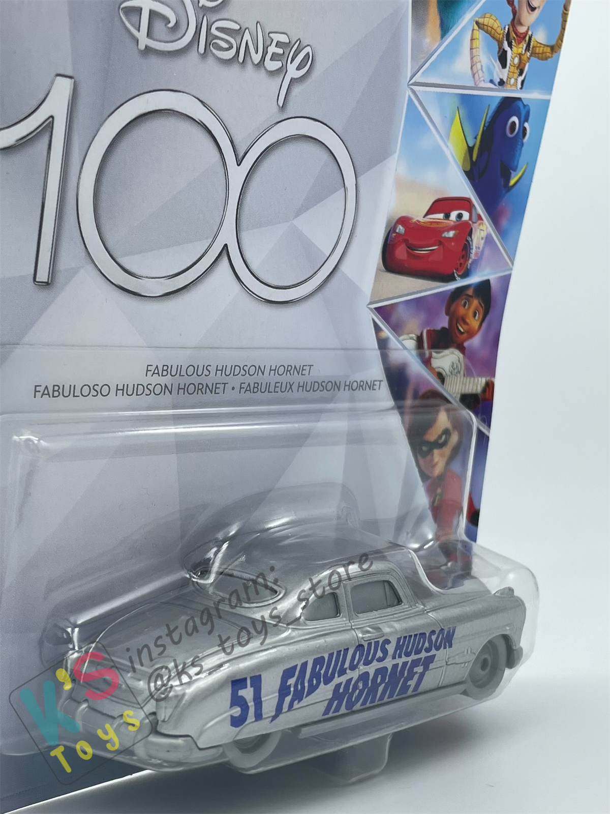 DISNEY PIXAR CARS BY MATTEL, FABULOUS HUDSON HORNET SILVER DISNEY 100 YEARS - 2023 NEW RELEASE - BNIP