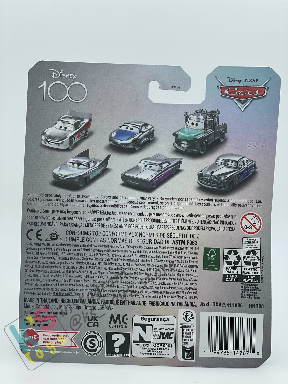 DISNEY PIXAR CARS BY MATTEL, FABULOUS HUDSON HORNET SILVER DISNEY 100 YEARS - 2023 NEW RELEASE - BNIP