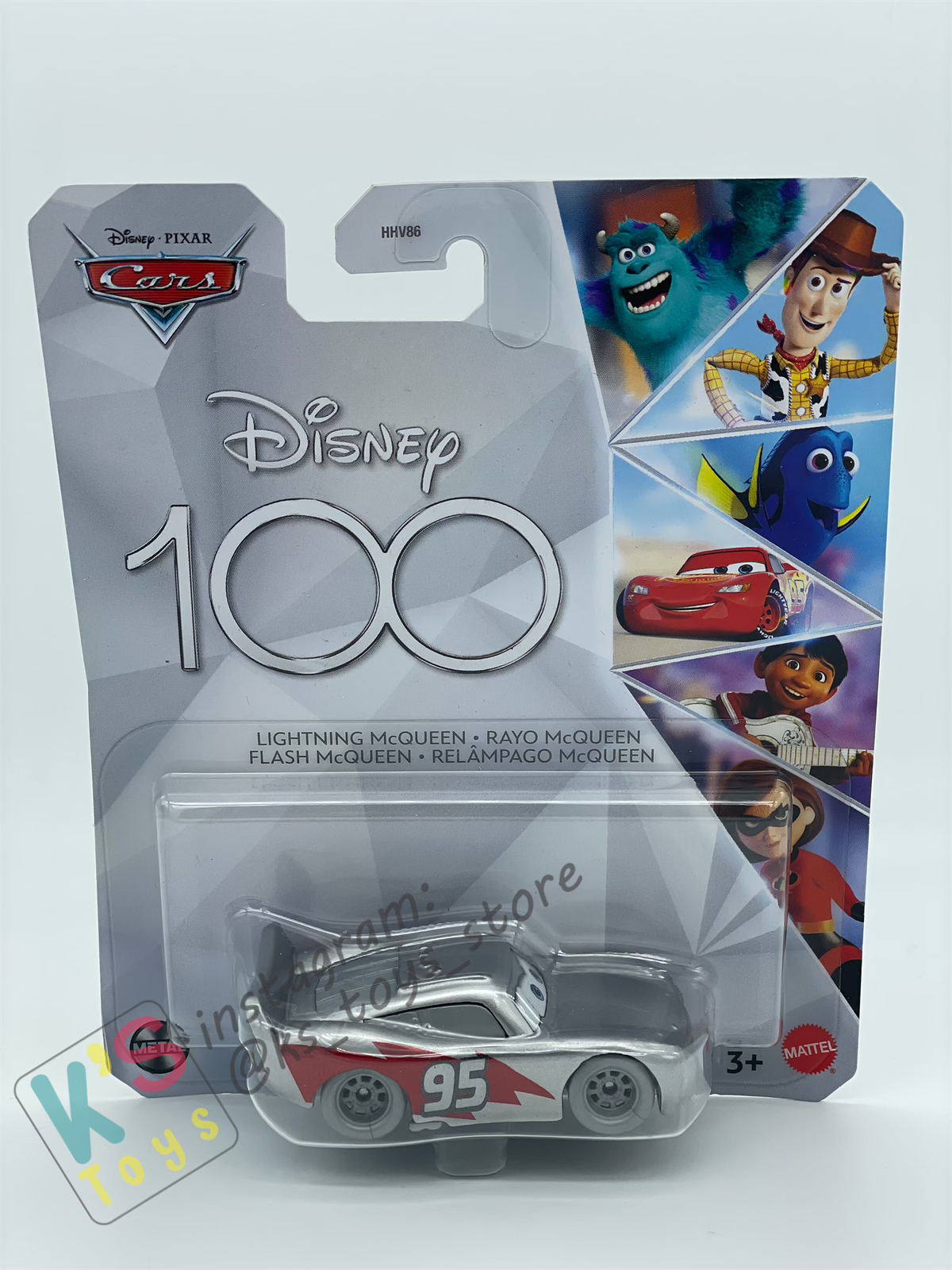 DISNEY PIXAR CARS BY MATTEL, LIGHTNING MCQUEEN SILVER DISNEY 100 YEARS - 2023 NEW RELEASE - BNIP