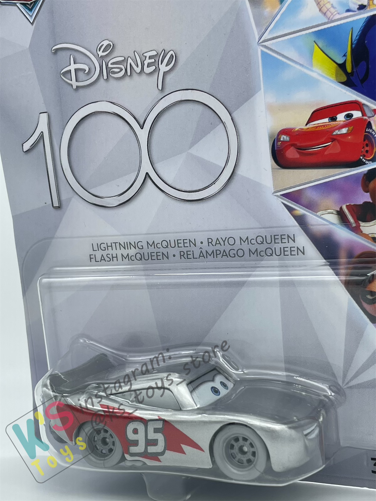 DISNEY PIXAR CARS BY MATTEL, LIGHTNING MCQUEEN SILVER DISNEY 100 YEARS - 2023 NEW RELEASE - BNIP