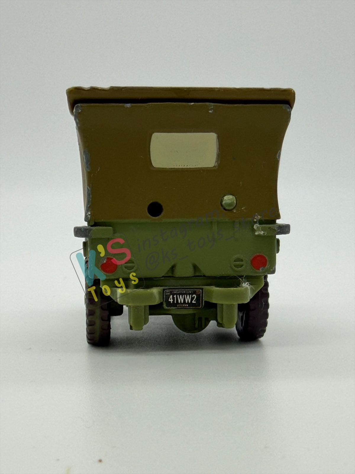 FREE ITEM!!! PRE-OWNED / LOOSE DISNEY PIXAR CARS - "RACE TEAM SARGE" CARS 2 SERIES - WELL LOVED AND MISSING PART CONDITION