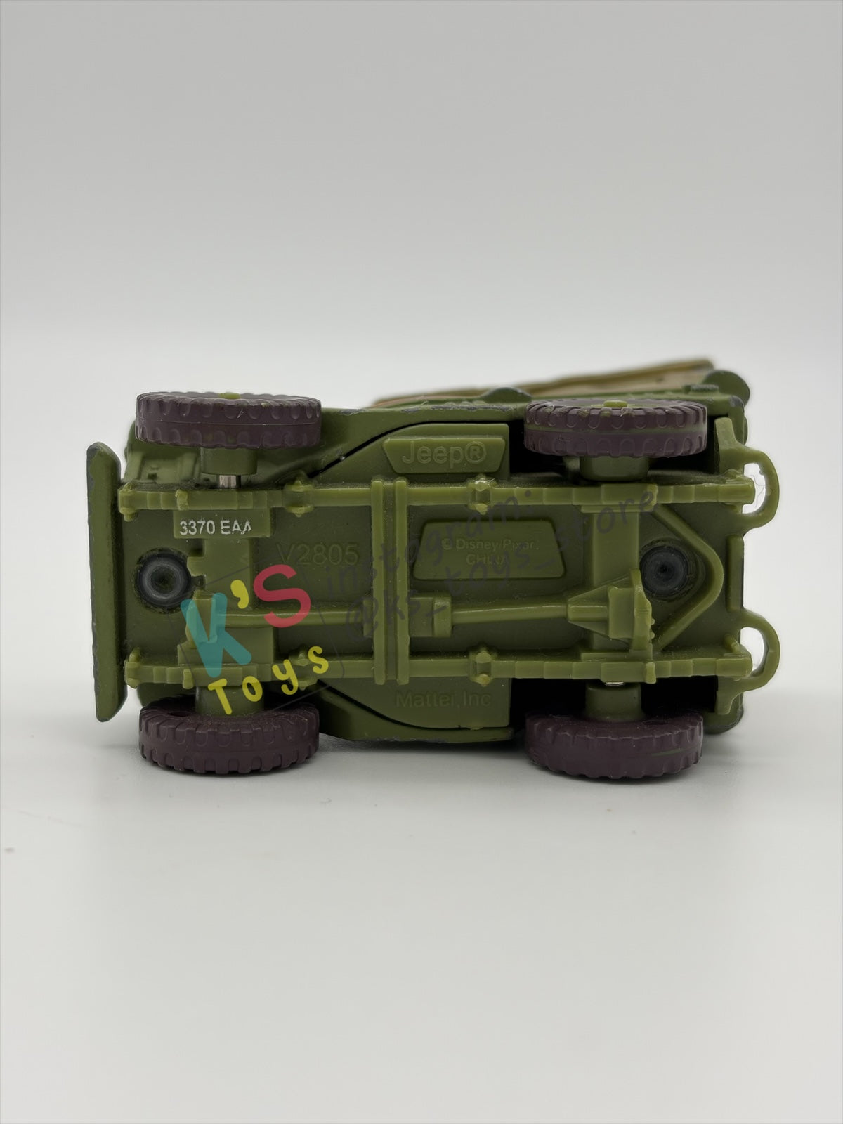 FREE ITEM!!! PRE-OWNED / LOOSE DISNEY PIXAR CARS - "RACE TEAM SARGE" CARS 2 SERIES - WELL LOVED AND MISSING PART CONDITION