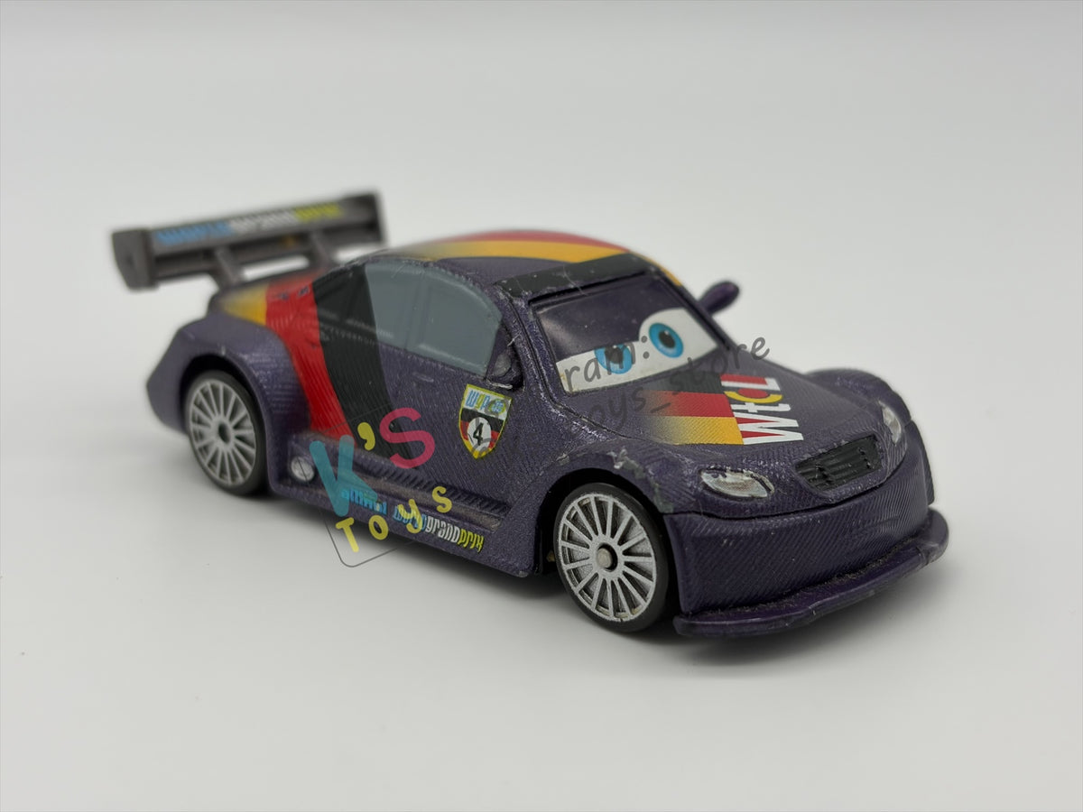 FREE ITEM!!! PRE-OWNED / LOOSE DISNEY PIXAR CARS BY MATTEL - "MAX SCHNELLS" - CARS 2 SERIES - PLAYED CONDITION - READ DESCRIPTION!!!!!!!!!!!
