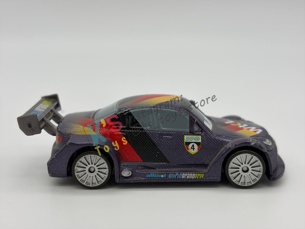 FREE ITEM!!! PRE-OWNED / LOOSE DISNEY PIXAR CARS BY MATTEL - "MAX SCHNELLS" - CARS 2 SERIES - PLAYED CONDITION - READ DESCRIPTION!!!!!!!!!!!