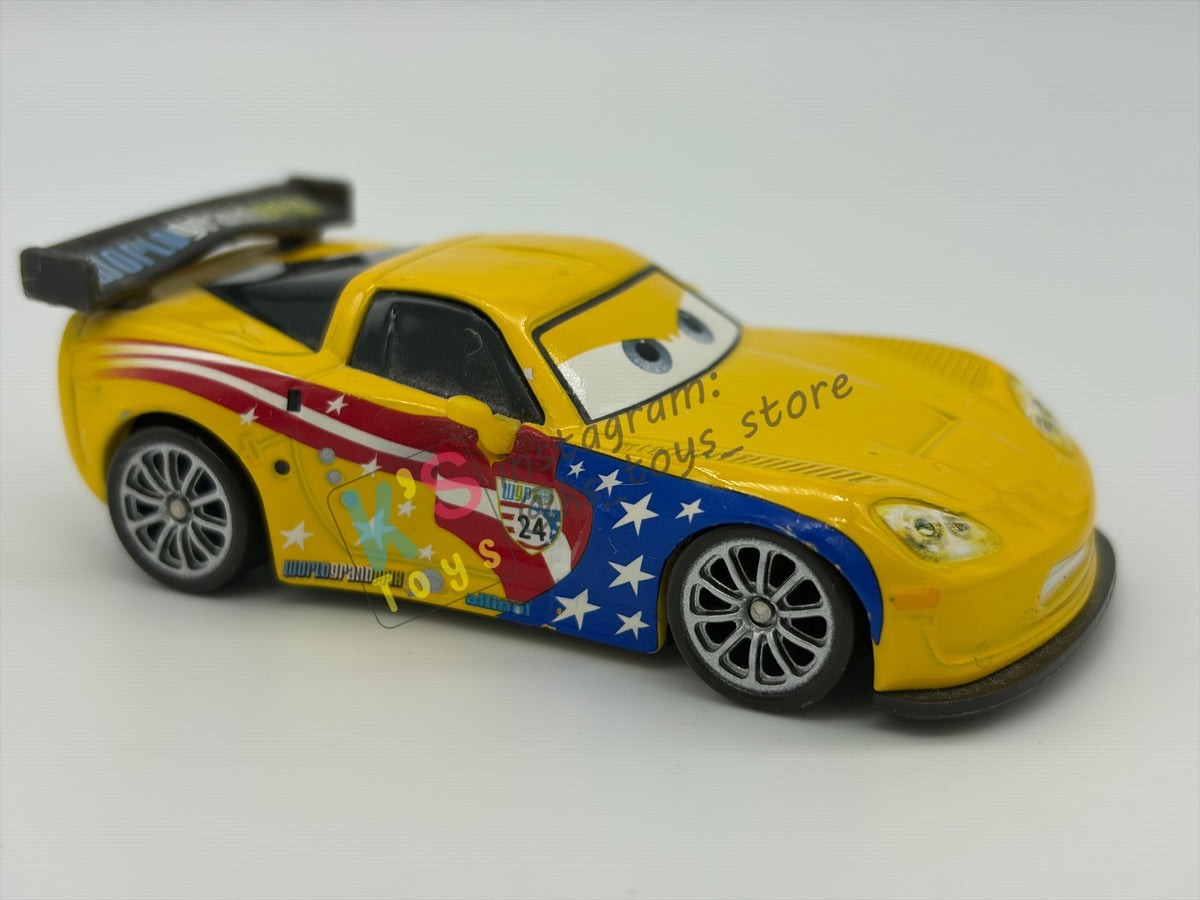 PRE-OWNED / LOOSE DISNEY PIXAR CARS BY MATTEL - "JEFF GORVETTE" - CARS 2 SERIES - NEAR MINT CONDITION - READ DESCRIPTION!!!!!!!!!!!