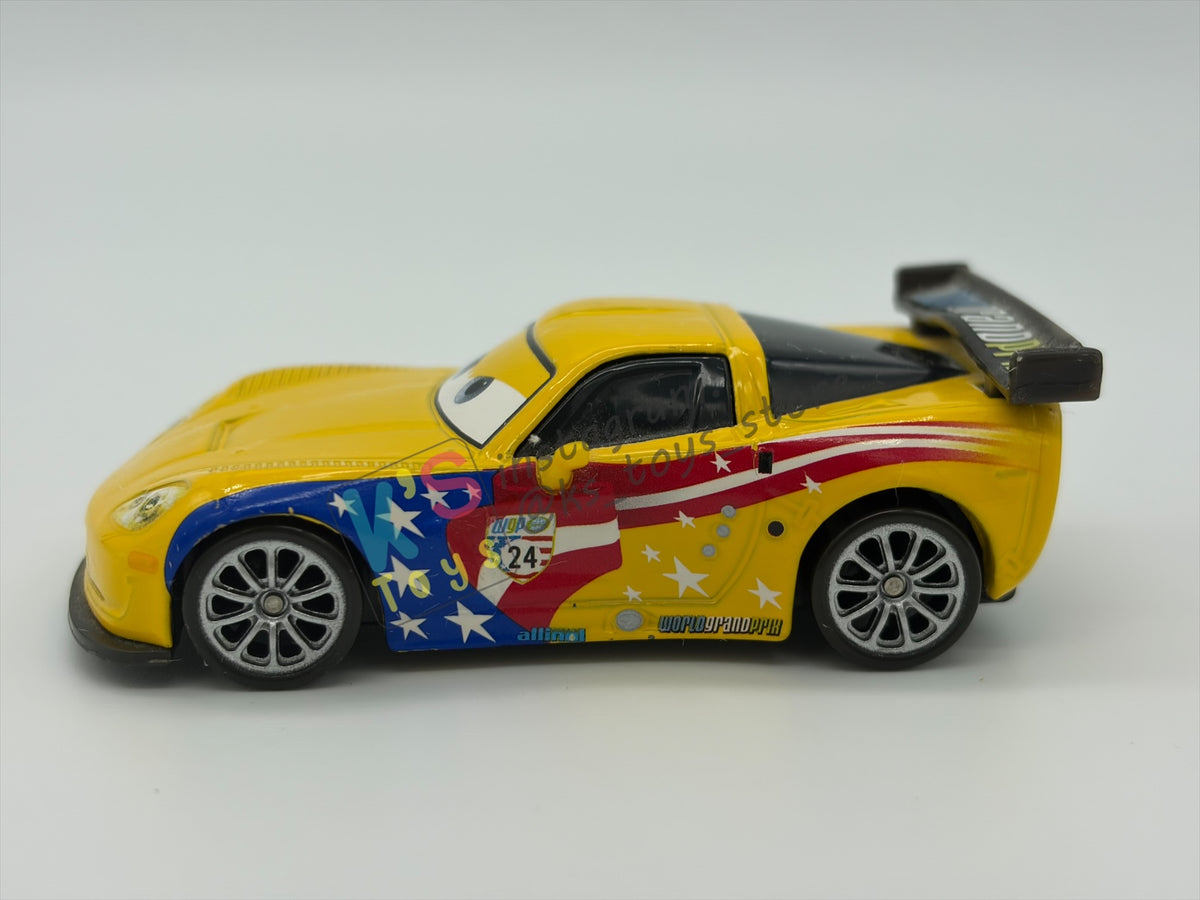 PRE-OWNED / LOOSE DISNEY PIXAR CARS BY MATTEL - "JEFF GORVETTE" - CARS 2 SERIES - NEAR MINT CONDITION - READ DESCRIPTION!!!!!!!!!!!