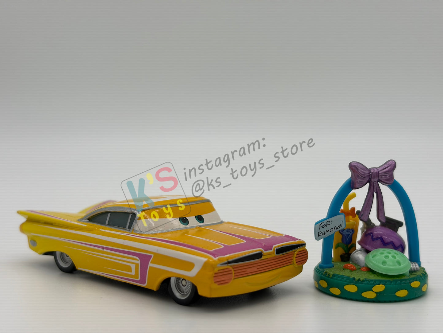 PRE-OWNED / LOOSE DISNEY PIXAR CARS - "EASTER RAMONE WITH BASKET" MATER AND THE EASTER BUGGY SERIES - MINT / NEAR MINT CONDITION