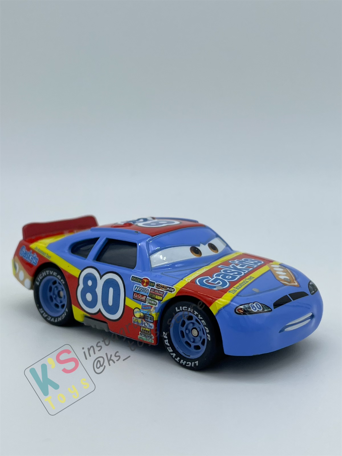 PRE-OWNED / LOOSE DISNEY PIXAR CARS - "SAGE VANDERSPIN / GASK-ITS #80" RUBBER TIRES - GOOD CONDITION
