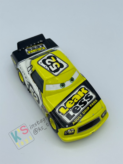 PRE-OWNED / LOOSE DISNEY PIXAR CARS - "CLAUDE SCRUGGS #52 LEAK LESSI" RUBBER TIRES - GOOD CONDITION